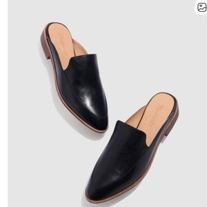 Madewell Frances Skimmer Mules in Black Leather